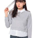 シャツレイヤードプルオーバー/杢グレー