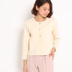 ビジューノーカラーカーディガン/オフホワイト(003)