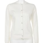 アンゴラ混カラーカーデ/ホワイト