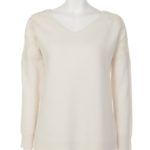 肩刺繍ゆったりニットプルオーバー/ホワイト