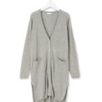 ワイドリブロングニットカーディガン/グレー(012)