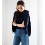 【UVカット】【AZUL by moussy】12GワイドリブVネック長袖ニットカーデ/NVY