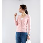 【UVカット】【AZUL by moussy】12GワイドリブVネック長袖ニットカーデ/L/PNK