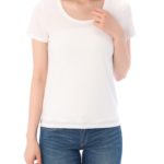 【AZUL by moussy】TC天竺BC切替スリットラウンドネック半袖プルオーバー/O/WHT