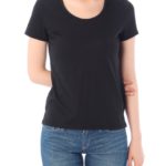 【AZUL by moussy】TC天竺BC切替スリットラウンドネック半袖プルオーバー/BLK