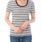 【AZUL by moussy】TC天竺BC切替スリットラウンドネック半袖プルオーバー/M/WHT