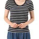 【AZUL by moussy】TC天竺BC切替スリットラウンドネック半袖プルオーバー/柄BLK