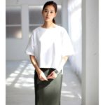 【AZUL by moussy】綿天竺BOXワイド5分プルオーバー/O/WHT