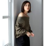 【AZUL by moussy】2WAY裏毛オフショルドルマンプルオーバー/L/KHA