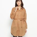Tシャツ×シャツワンピースセット/キャメル(041)