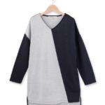 バイアス配色チュニックワンピース/ネイビー(593)