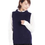 アイレット入りニットベスト＋ブラウスセット/ネイビー