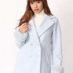 レッキスファー付Ｐコート/サックス