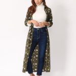 レトロフラワー柄シャツ/カーキ