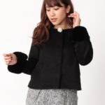 ノーカラーショート丈コート/ブラック