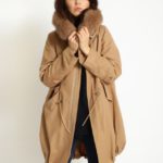 ファー付きウールモッズコート/CAMELBEIGE
