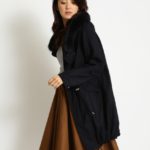 ファー付きウールモッズコート/DARKNAVY