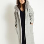 フードガウンコート/LIGHTGREY×OFFWHITE