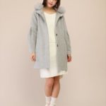フォックスファー付コクーンコート/グレー