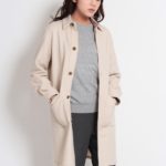 ツイルジャージステンカラーコート/ベージュ