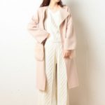 ファーポケットロングコート/ダスティーピンク
