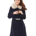 ベルト付ロングコート/ネイビー