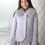 フェイクウールパール花釦ショートJK/グレー