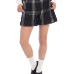 チェック柄ショートパンツ/クロ