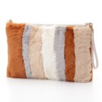 Stripe Fur Clutch/Orange