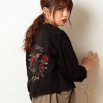 刺繍ミリタリージャケット/ブラック