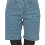 【OUTLET】ドット刺しゅうストレッチデニムショートパンツ/ブルー