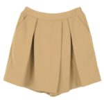 アシンメトリーフロントタックキュロットパンツ/キャメル