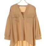 ・スキッパー袖ボリュームシャツ/ベージュ